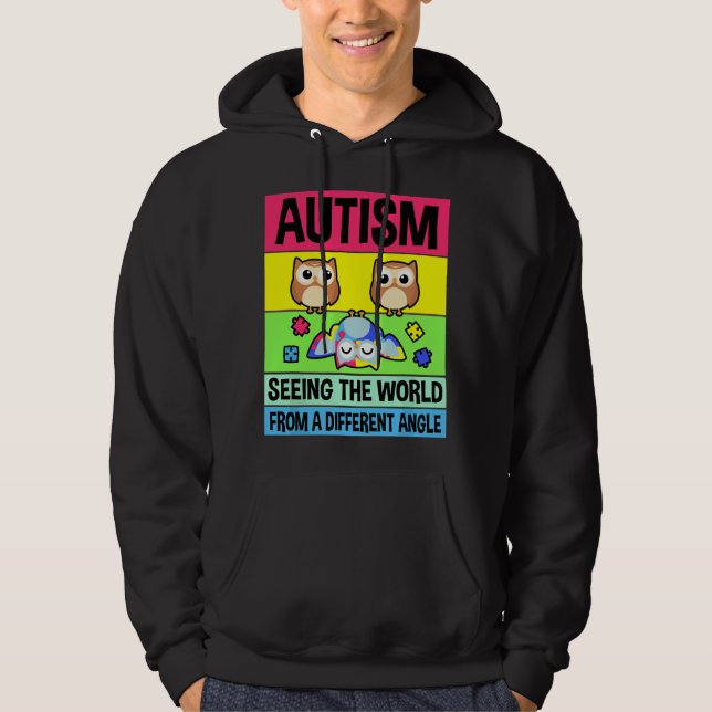 Moletom Peça do Quebra-Cabeça de Apoio ao Autismo, Coruja  (Frente)