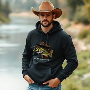 Moletom Peixe engraçado Vestindo um Pai de chapéu de cowbo
