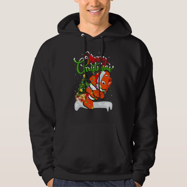 Moletom Peixe Palhaço Decorações de Natal Papai Noel Peixe (Frente)