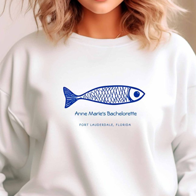 Moletom Peixes Costeiros - Grupo de Aquelorette Azul (Coastal Fish Bachelorette Sweatshirt)