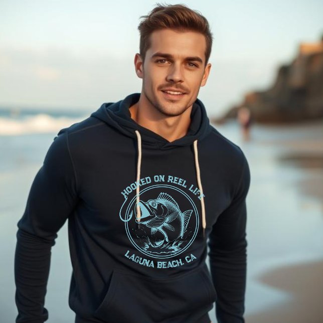 Moletom Peixes viciados em vida real (Bass Fish Hooked on Reel Life Hoodie-Fisherman Core, Hoodie for Men, Summer, Beach Hoodie)