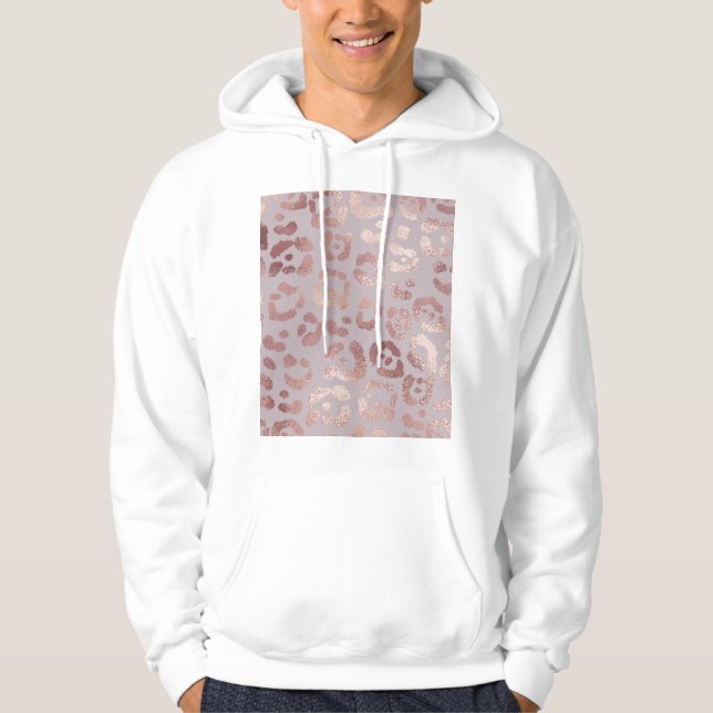 Moletom Pele-leopardo: elegância rosa de ouro. (Frente)