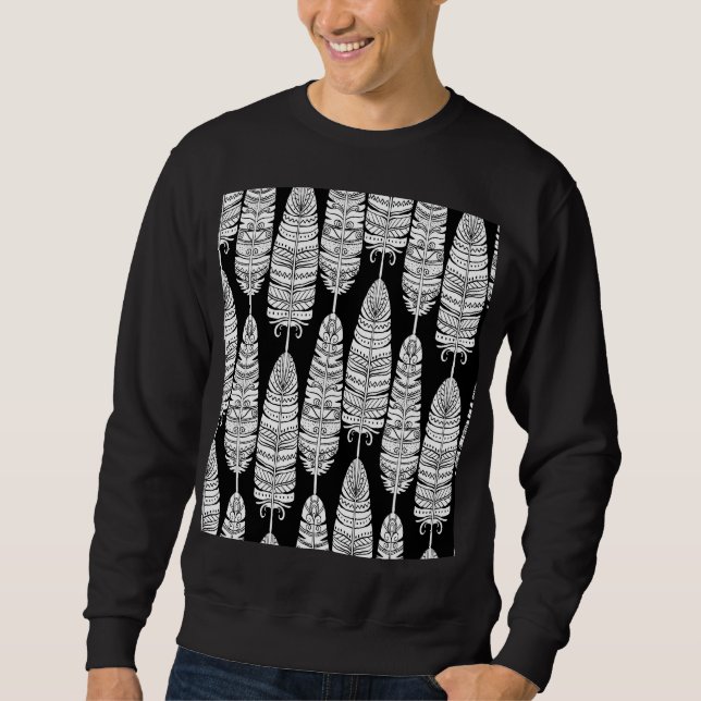 Moletom Penas boho: padrão preto e branco (Frente)