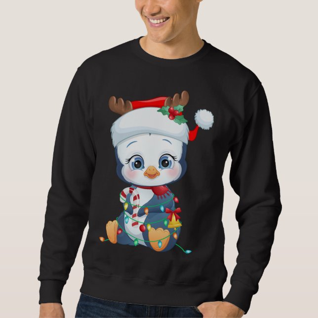 Moletom Penguin Santa Hat Pinguin Pinguim de Natal Amante  (Frente)