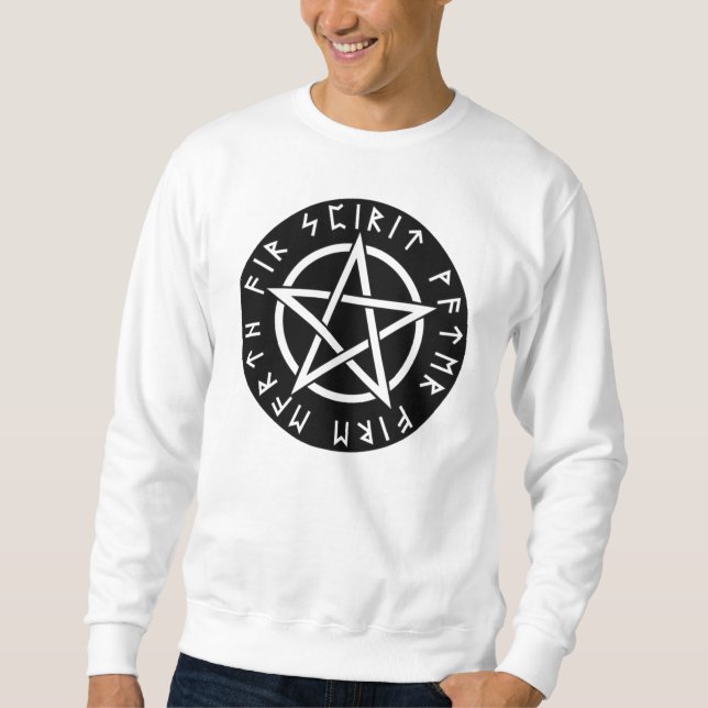 Moletom Pentagram Runic preto de Wiccan (Frente)