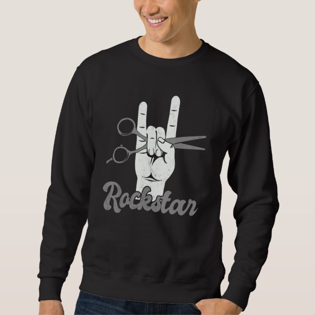 Moletom Penteado de chifres de mão rockstar, cabeleireiro  (Frente)