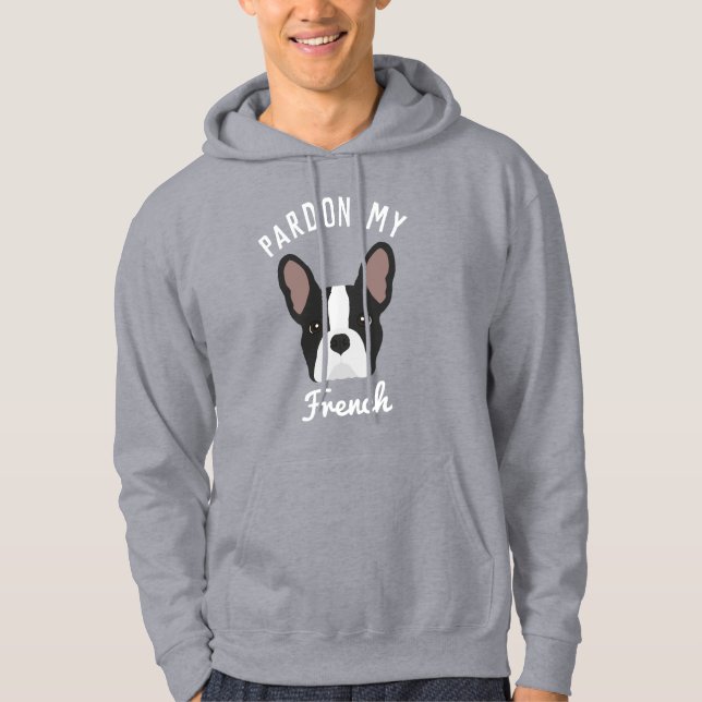 Moletom Perdoe meu francês negro e branco francês Hoodie (Frente)