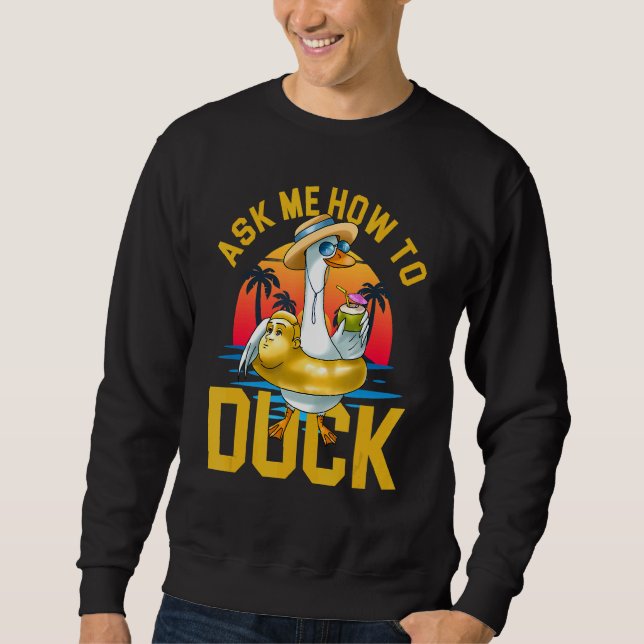 Moletom Pergunte-Me Como Duck Ocean Foliday Summer (Frente)