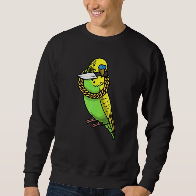 Moletom Periquito Papagaio Budgerigar Pássaro Com Faca   (Frente)