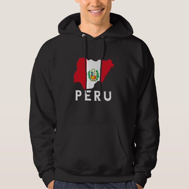 Moletom Peru: Bandeira do Peru Mapa Raízes Peruanas Imprim (Frente)