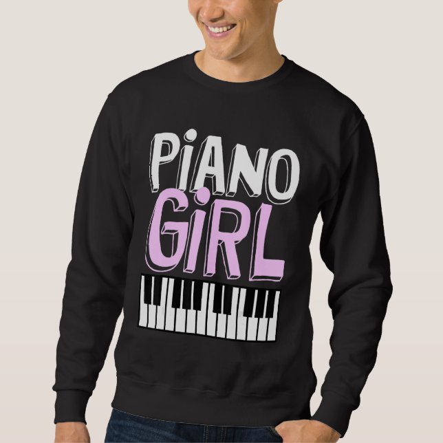 Moletom Piano Girl  Pianist Music Keyboardist Musician Out (Frente)
