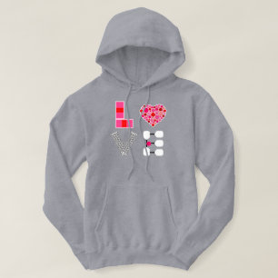 Moletom Pickleball Love Heart Court Balls Paddles Rosa Ver