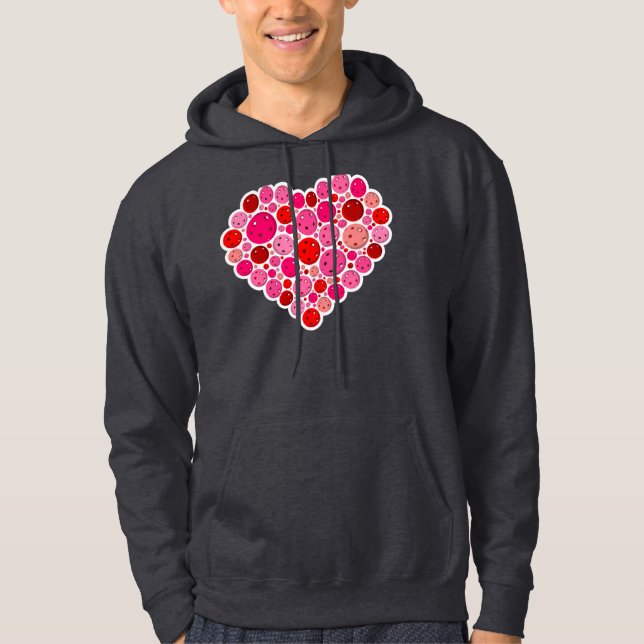 Moletom Pickleball Preenchido Coração Rosa e Amor Vermelho (Frente)