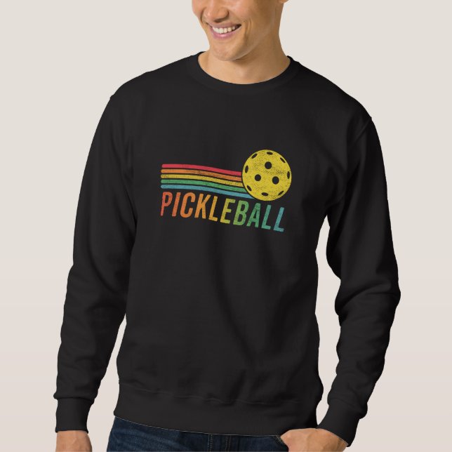 Moletom Pickleball Retro Sunset Game Pickleball Fan (Frente)