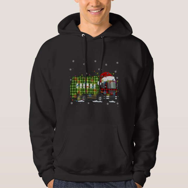 Moletom Pijama do Caminhão de Lixo de Natal da xadrez (Frente)