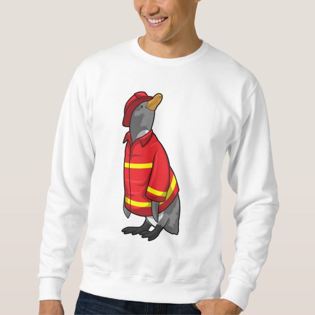 Moletom Pinguim como Bombeiro com Capacete (Frente)