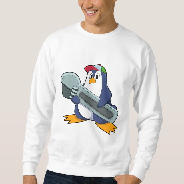Moletom Pinguim como Mecânico com Ferramenta (Frente)