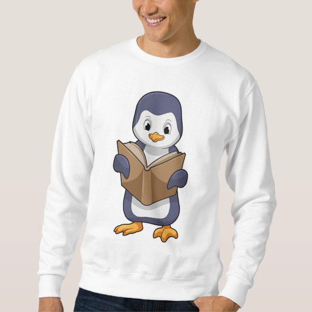 Moletom Pinguim como Nerd com Livro (Frente)