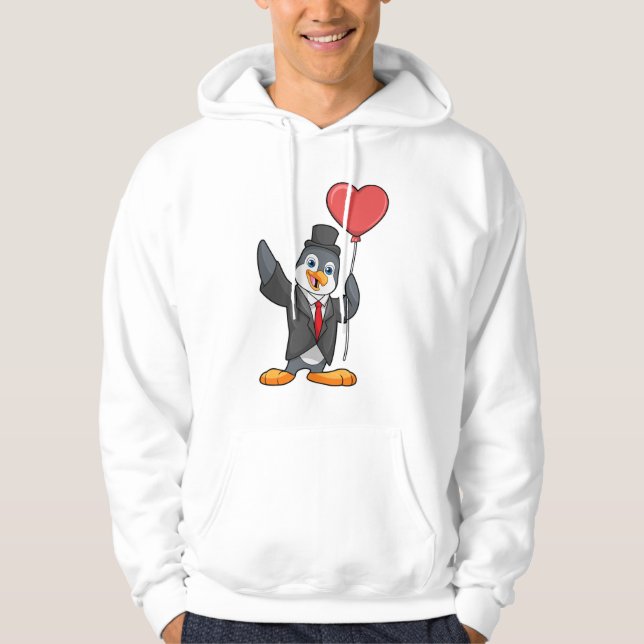 Moletom Pinguim como Noivo com Balão de Coração (Frente)