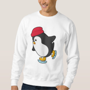 Moletom Pinguim em patinação de gelo com chapéu