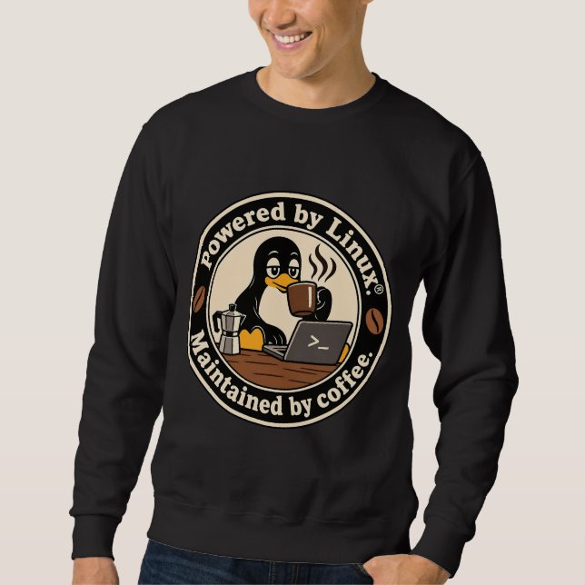 Moletom Pinguim Linux Tux e café (Frente)