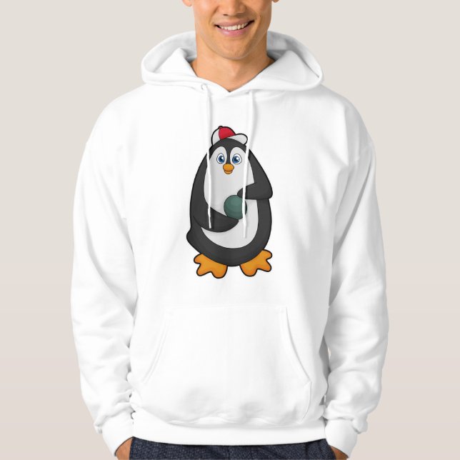 Moletom Pinguim no boliche com bola de boliche (Frente)