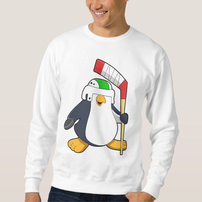 Moletom Pinguim no hóquei no gelo com bastão de hóquei no  (Frente)