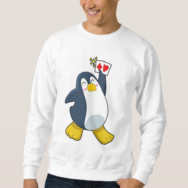 Moletom Pinguim no pôquer com cartas de pôquer (Frente)