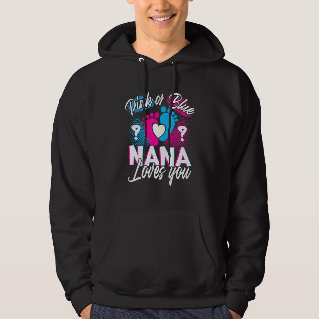 Moletom Pink Or Blue Nana Loves You Gender Reveal Baby Gif (Frente)