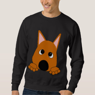 Moletom Pinscher Miniatura Vermelho Cervo Espiando Cartoon
