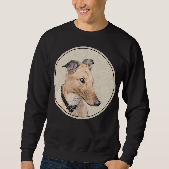 Moletom Pintura de Greyhound - Arte Original de Cachorro F (Frente)