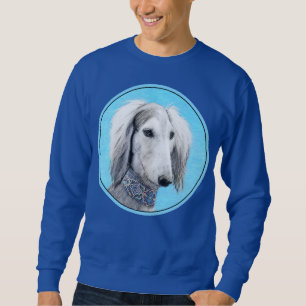 Moletom Pintura de Saluki (Prata) - Arte de Cachorro Origi