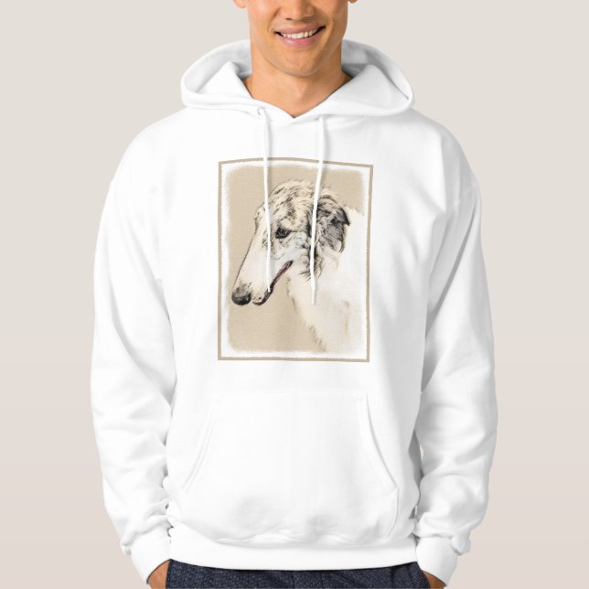 Moletom Pintura Original de Cachorro Borzoi (Silver Brindl (Frente)
