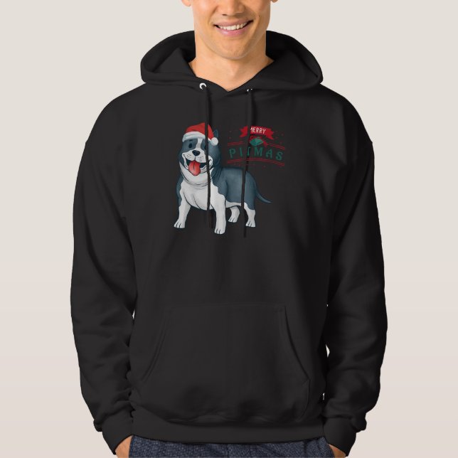 Moletom Pitbull Bonito com Feliz de Papai Noel Pitmas (Frente)