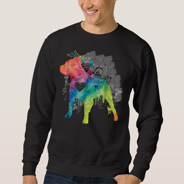 Moletom Pitbull Love Watercolor Zen Pit Bull (Frente)