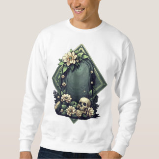 Moletom Pixel Art Grave com Floral e Crânio