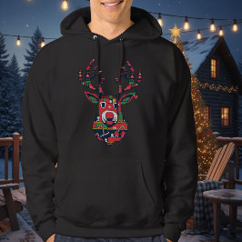 Moletom Pixel Reindeer Ugly Sweater Christmas Hoodie