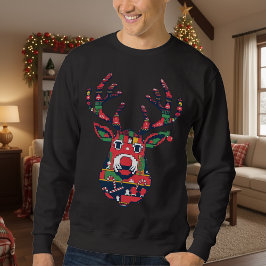 Moletom Pixel Reindeer Ugly Sweater Christmas Sweatshirt