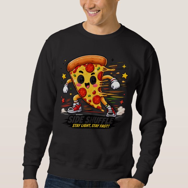Moletom Pizza de Pepperoni Kawaii Fazendo Exercício de Shu (Frente)