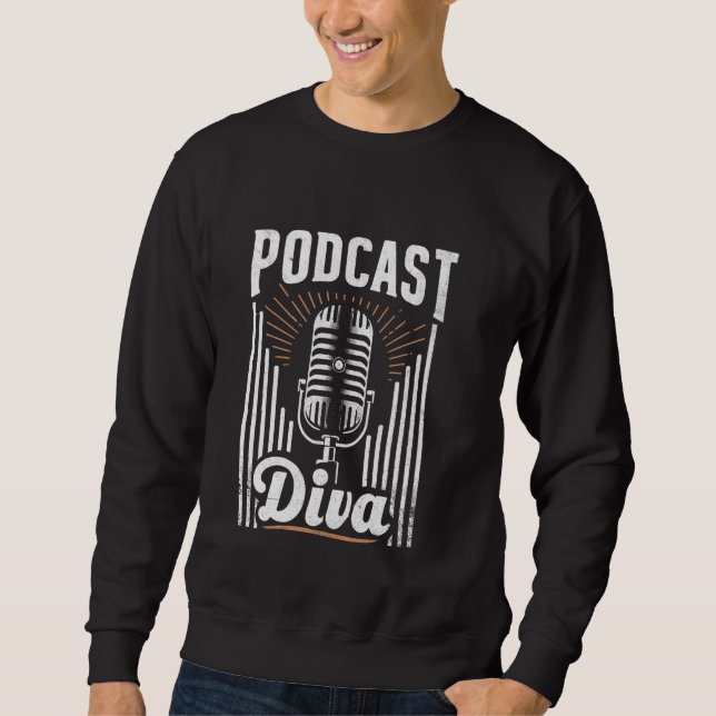 Moletom Podcast Diva Podcaster Podcaster Podcaster Blogger (Frente)