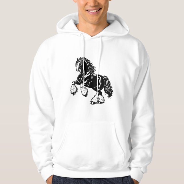 Moletom Poderosa Ilustração de Cavalo Shire Preto e Branco (Frente)