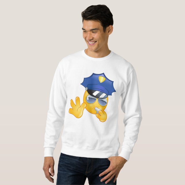 Moletom polícia emoji mens sweatshirt (Frente Completa)