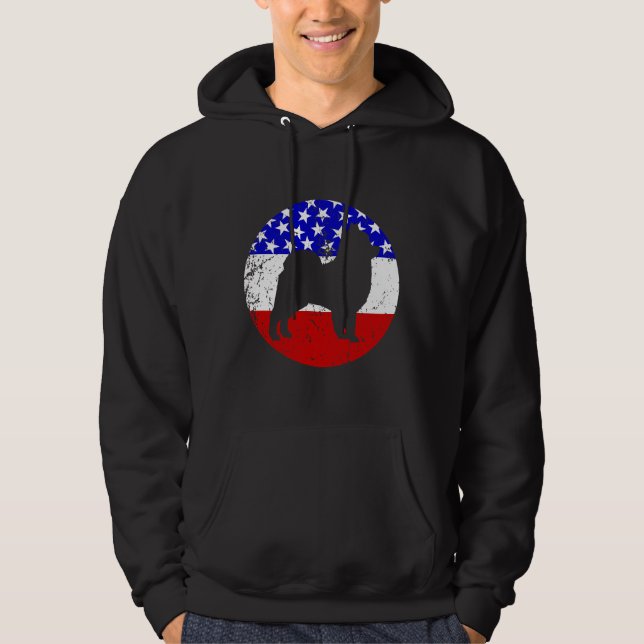 Moletom Pomeranian Retro  Dog American Flag (Frente)