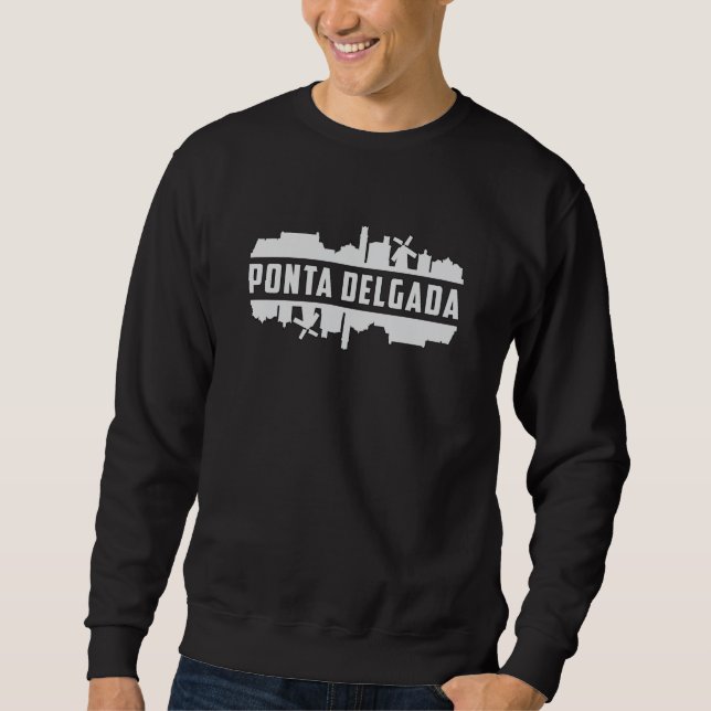 Moletom Ponta Delgada Portugal Cidade Skyline Cityscape Gi (Frente)