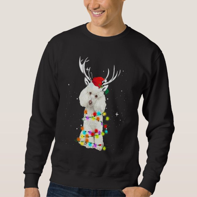 Moletom Poodle de Renas de Natal Luzes de Natal (Frente)