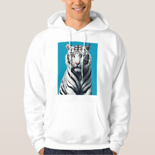 Moletom Pop de Arte Branca de Tigre - Gato Selvagem Feroz