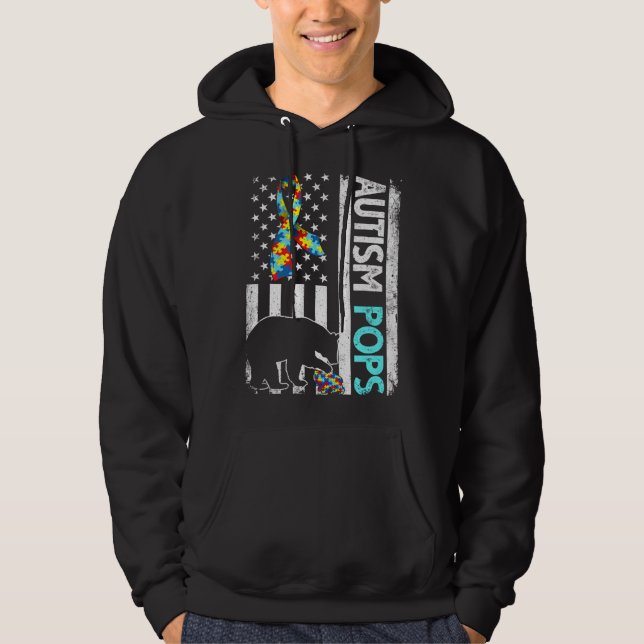 Moletom Pop do Autismo de Bandeira Americano, em Indignaçã (Frente)
