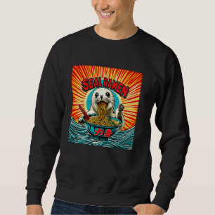 Moletom Pop Japonês Art Wildlife Noodle Lover Seal Ramen