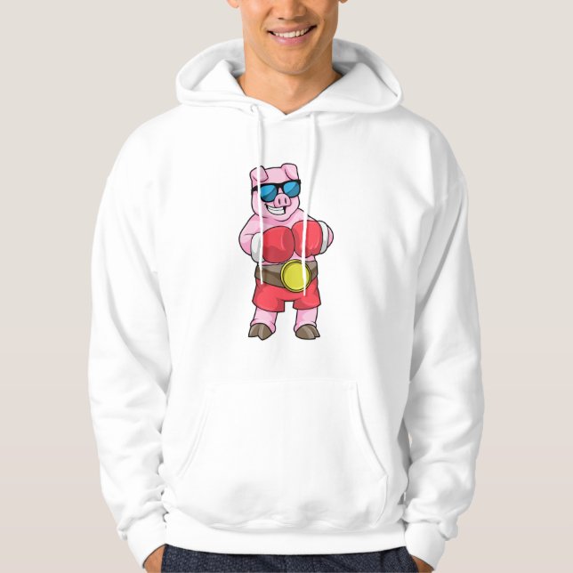 Moletom Porco como Boxer com luvas in a box (Frente)