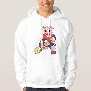 Moletom Porco no Hockey com taco de Hóquei